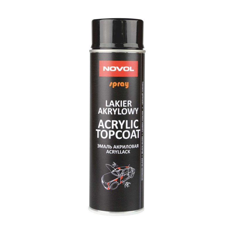 Lakier akrylowy Novol TOPCOAT czarny połysk 500ml spray