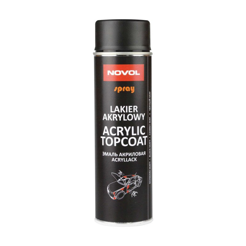 Lakier akrylowy Novol TOPCOAT czarny półpołysk 500ml spray